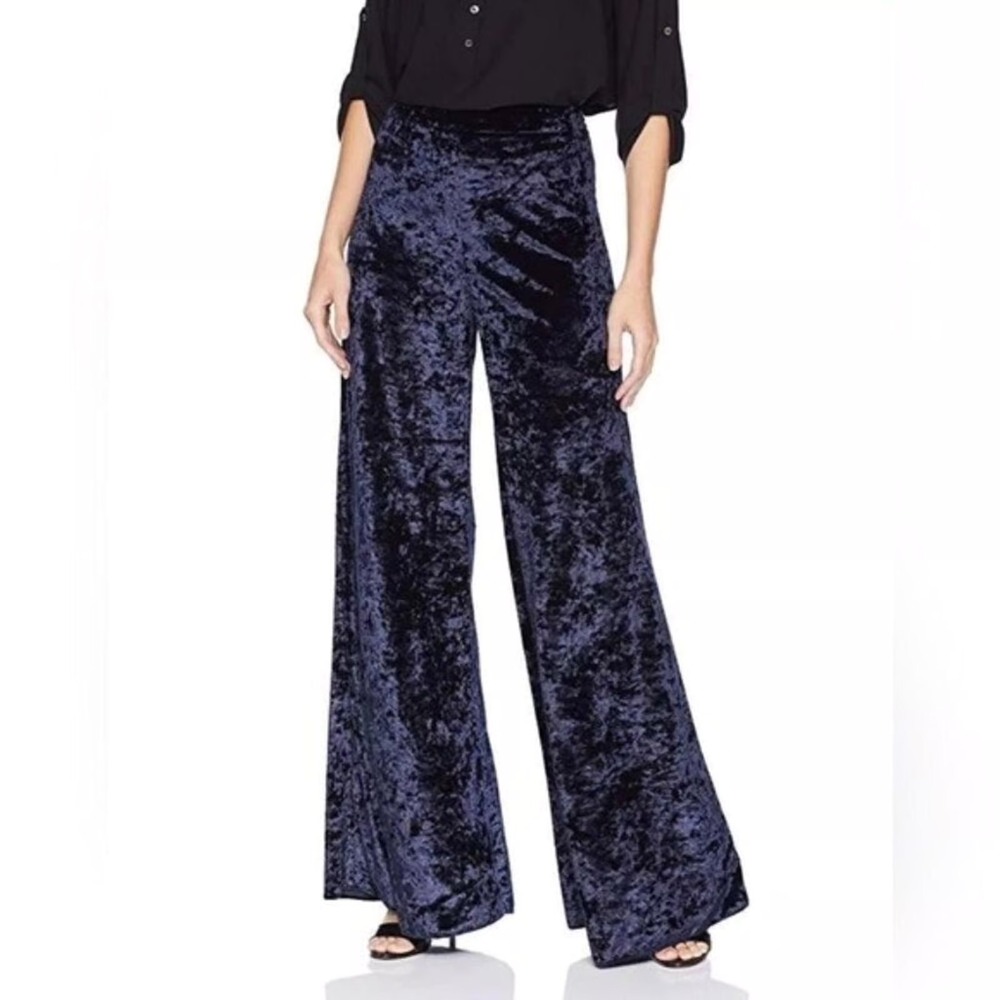 Likely Crushed Velvet‎ Jasmine Wide Leg Palazzo Pants Navy Blue Size 00
